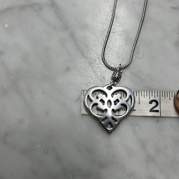 Brighton Geneva Heart Silver Plated Adjustable Filagree Cut Out Necklace Retired - Picture 8 of 8
